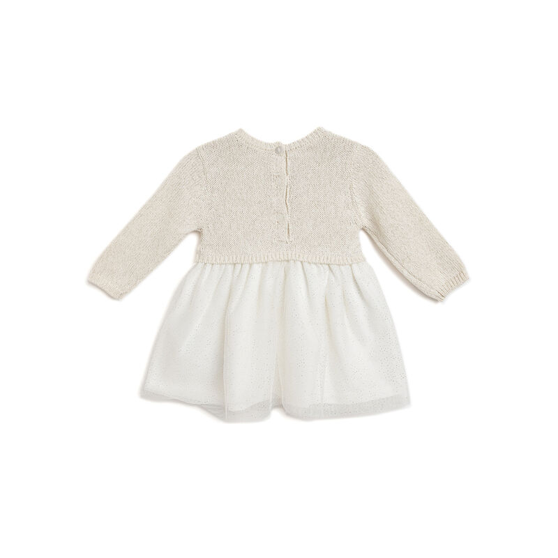 Girls Light Natural Embellished Long Sleeve Dress image number 1
